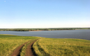 Картинка природа дороги озеро луга дорога