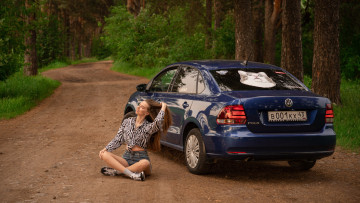 обоя автомобили, -авто с девушками, volkswagen, polo