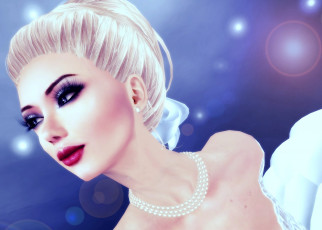 Картинка 3д графика portraits портрет ожерелье блондинка