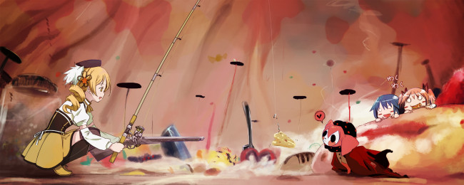 Обои картинки фото аниме, mahou, shoujo, madoka, magika, персонажи