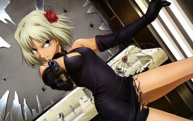 Обои картинки фото аниме, canaan, пистолет, девушка