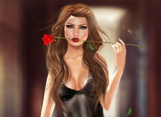 Картинка 3д графика people люди роза девушка волосы