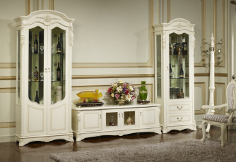 Картинка интерьер мебель шкафы сервант посуда