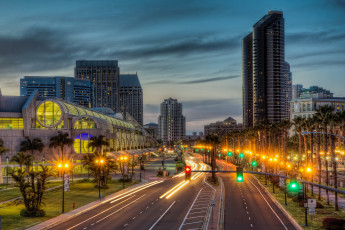 Картинка san diego города сан диего сша ночь панорама огни