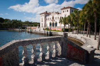 Картинка villa vizcaya miami florida города здания дома пальмы флорида майами вилла вискайя museum and gardens