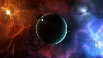 Картинка космос арт астероиды планета