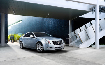 Картинка cadillac автомобили здание лестница серый