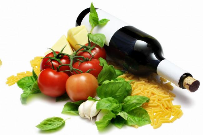 Обои картинки фото еда, разное, вино, помидоры, сыр, томаты