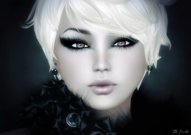 Обои картинки фото 3д, графика, portraits, портрет, глаза, стрижка, девушка