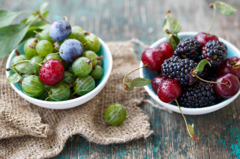 обоя еда, фрукты,  ягоды, ежевика, ягоды, черешня, крыжовние