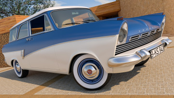 Картинка автомобили 3д ford 1957 taunus 17m p2
