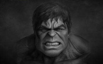 Картинка hulk фэнтези существа комикс черно-былый халк