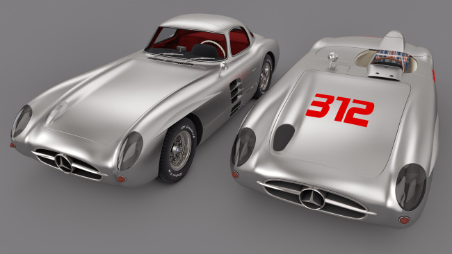 Обои картинки фото автомобили, 3д, 1955, mercedes-benz, 300, slr