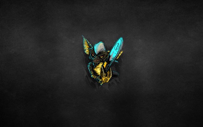 Обои картинки фото гремлины, фэнтези, существа, gremlins, инопланетянин, пришелец, монстр, ирокез, бензопила