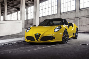 Картинка автомобили alfa+romeo 4c alfa romeo желтый 960 us-spec spider 2015г