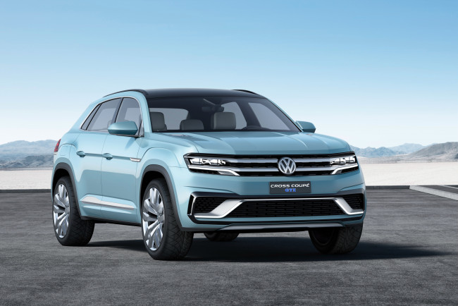 Обои картинки фото автомобили, volkswagen, серый, 2015г, concept, gte, coupе, cross