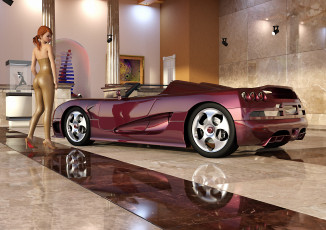 Картинка автомобили 3d+car&girl взгляд фон автомобиль девушка