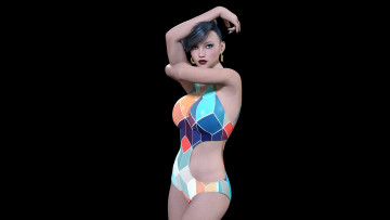 обоя 3д графика, люди , people, фон, взгляд, девушка