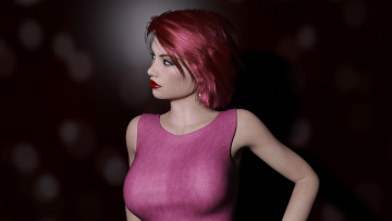 Картинка 3д+графика люди+ people взгляд фон рыжая девушка