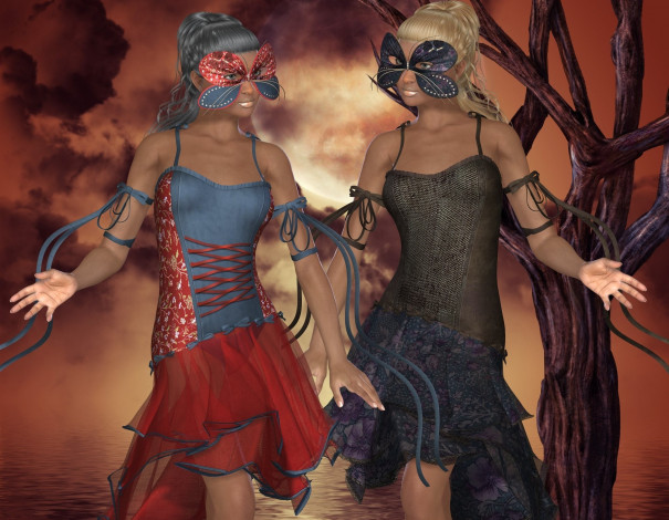 Обои картинки фото 3д графика, люди , people, фон, взгляд, девушки