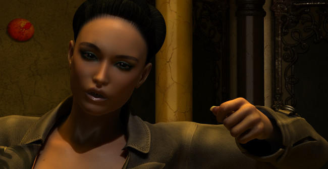 Обои картинки фото 3д графика, портрет , portraits, фон, взгляд, девушка