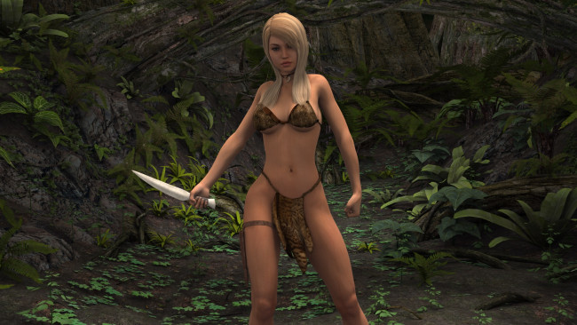 Обои картинки фото 3д графика, фантазия , fantasy, нож, фон, взгляд, девушка