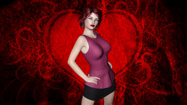 Обои картинки фото 3д графика, люди , people, девушка, взгляд, фон, рыжая