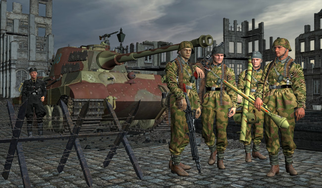 Обои картинки фото 3д графика, армия , military, солдаты, оружие, танк