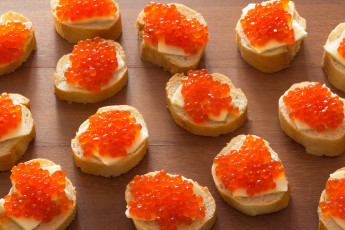 Картинка еда икра красная масло канапе багет
