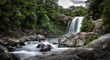Картинка природа водопады лес водопад река