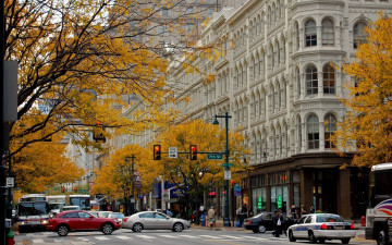 Картинка города Чикаго+ сша осень автомобили светофор улица