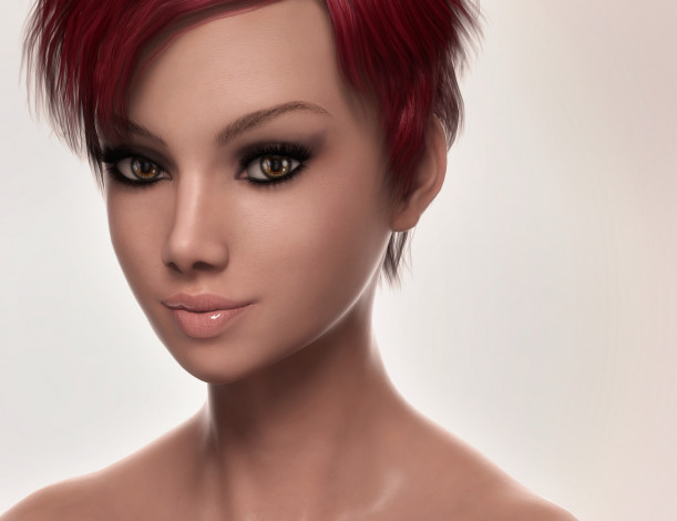 Обои картинки фото 3д графика, портрет , portraits, фон, взгляд, девушка