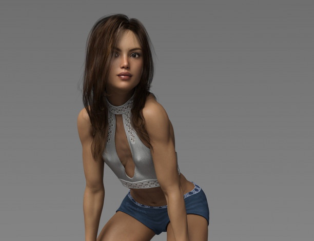 Обои картинки фото 3д графика, люди , people, фон, взгляд, девушка