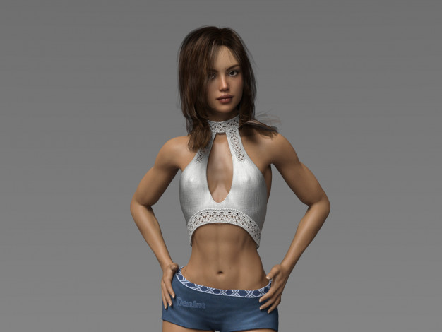 Обои картинки фото 3д графика, люди , people, фон, взгляд, девушка