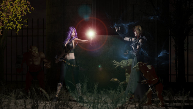 Обои картинки фото 3д графика, фантазия , fantasy, девушки, взгляд, фон