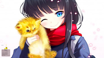 Картинка календари аниме кошка взгляд девочка 2018