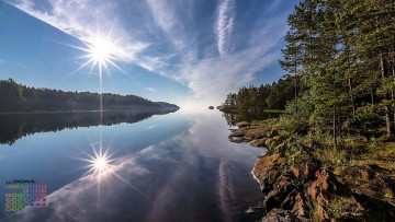 Картинка календари природа 2018 отражение деревья водоем