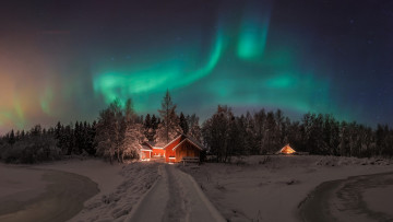 Картинка природа северное+сияние ночь сполохи