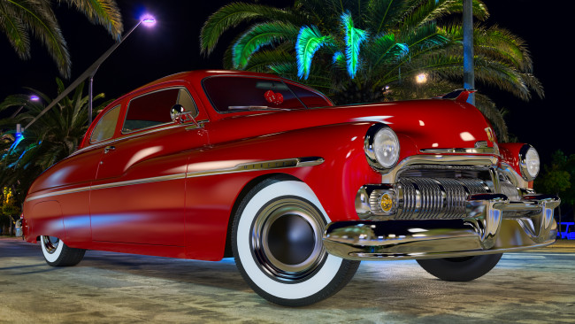 Обои картинки фото автомобили, 3д, mercury, 1950г