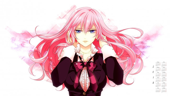 Обои картинки фото календари, аниме, девушка, взгляд, 2018