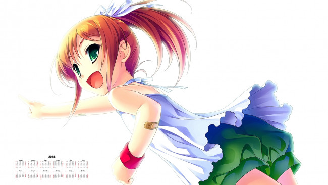 Обои картинки фото календари, аниме, эмоции, девочка, 2018