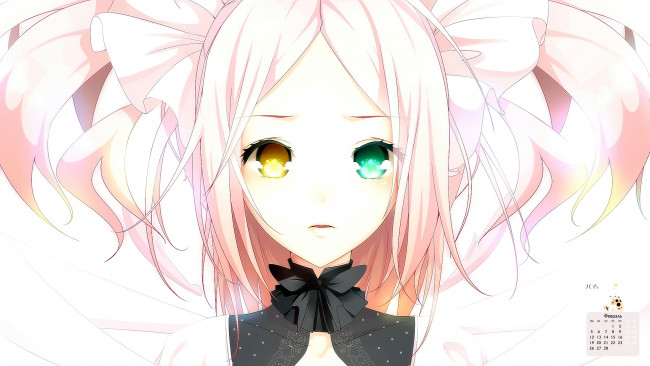 Обои картинки фото календари, аниме, лицо, 2018, взгляд, девушка