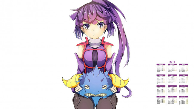 Обои картинки фото календари, аниме, маска, взгляд, девушка, 2018