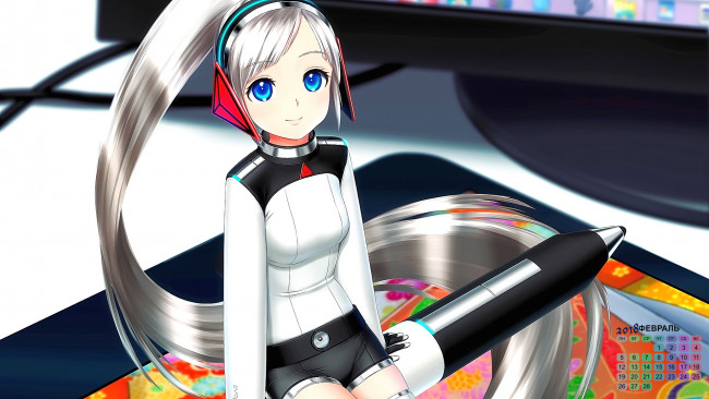 Обои картинки фото календари, аниме, взгляд, 2018, девушка