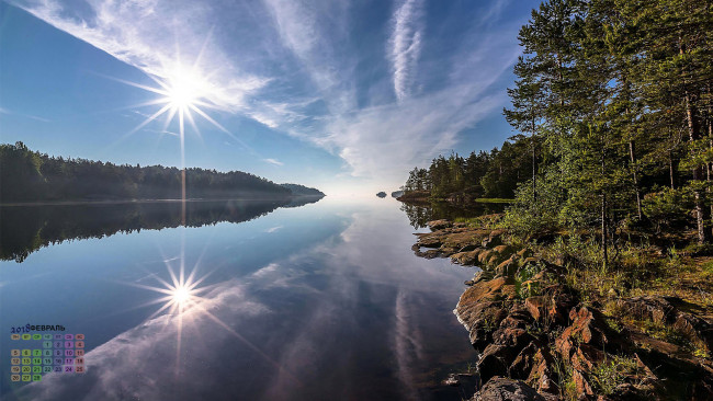 Обои картинки фото календари, природа, 2018, отражение, деревья, водоем