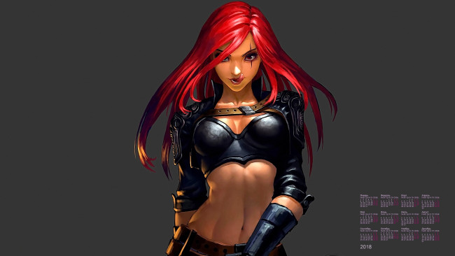 Обои картинки фото календари, видеоигры, взгляд, 2018, девушка
