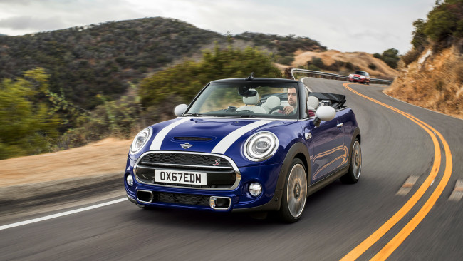 Обои картинки фото mini cabrio 2019, автомобили, mini, blue, 2019, cabrio