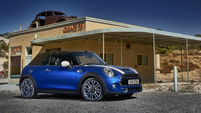 Обои картинки фото mini cabrio 2019, автомобили, mini, blue, cabrio, 2019
