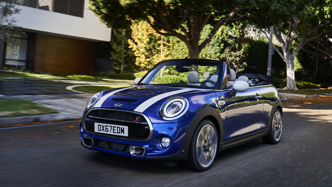 Обои картинки фото mini cabrio 2019, автомобили, mini, cabrio, 2019, blue