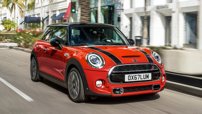 Обои картинки фото mini hardtop 2 door 2019, автомобили, mini, door, 2019, 2, hardtop, red